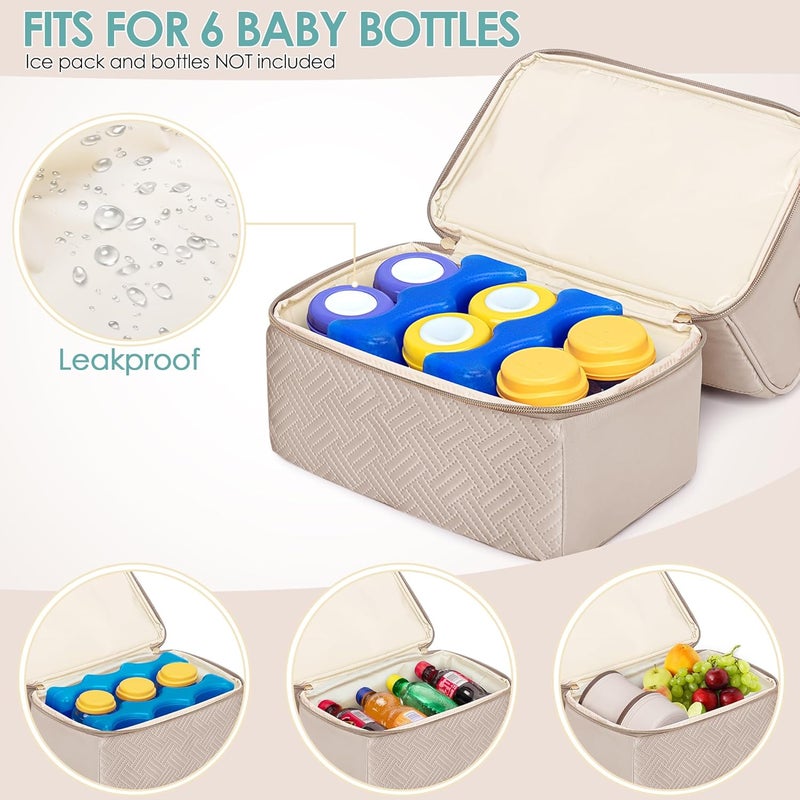 Fasrom Breast Pump Bag with Cooler Compartment Compatible with Momcozy, Medela and Willow Hands Free Pump, Pumping Tote with Waterproof Mat, Camel - Image 4